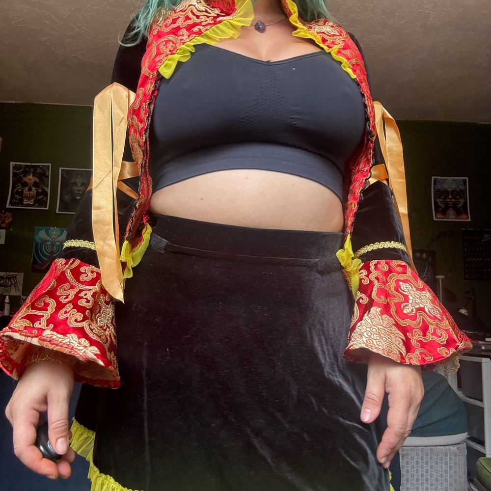 Black and Red Velvet Skirt